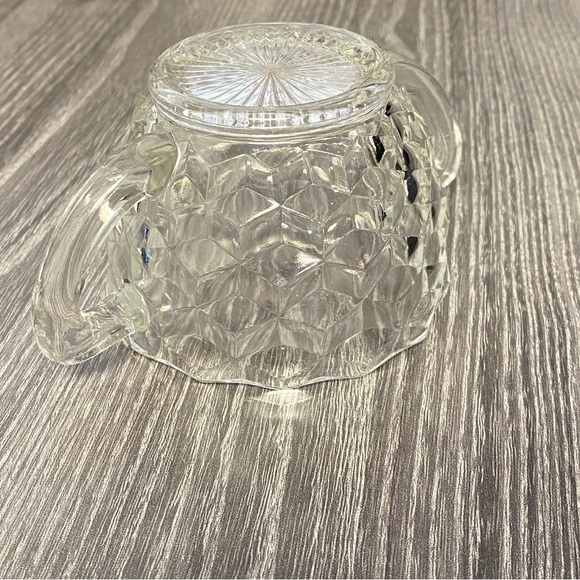 Vintage Jeanette Glass Co. Cubist Pattern Clear Glass Creamer And Sugar Bowl - Picture 6 of 10